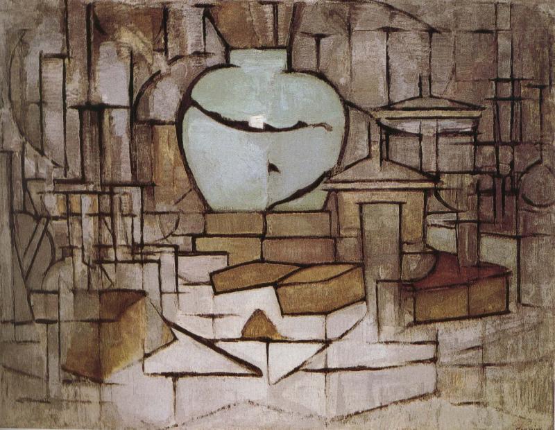 Piet Mondrian The still-life with dressing china oil painting image